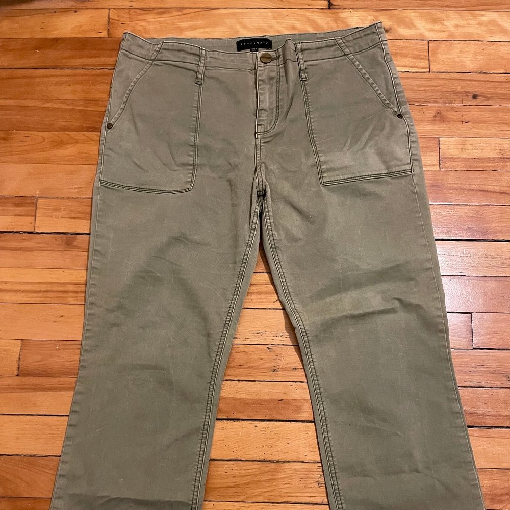 Sanctuary raw hem Anthropologie olive green pants sz 32